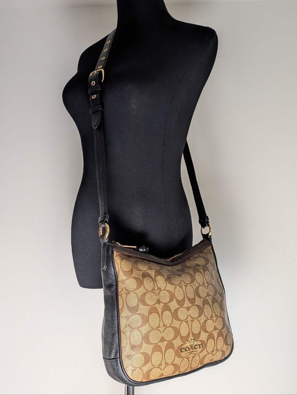 COACH C1649 Ellie File Bag Signature Shoulder bag Leather and Coated Canvas